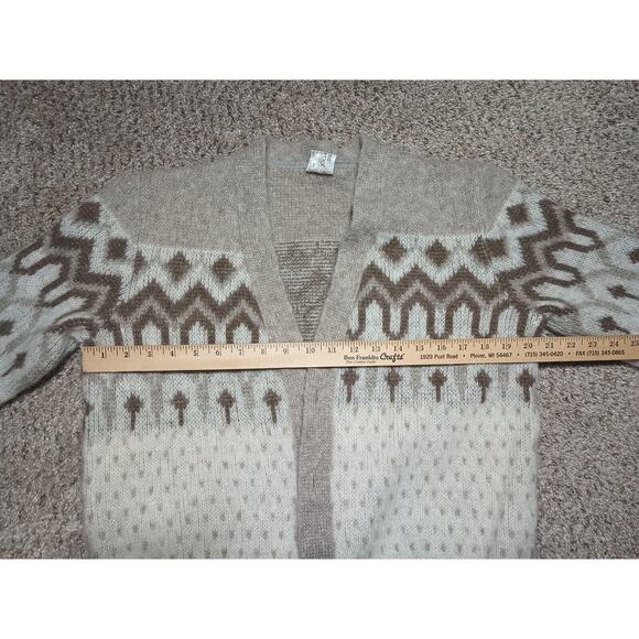 Alafoss Icewool Cardigan Sweater Size Large Vintage Ivory Brown Iceland Wool - Picture 7 of 11